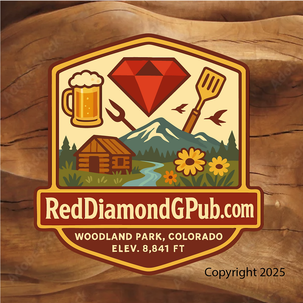 Red diamond Woodland Park restaurant stickers water bottle, laptop sticker, decal