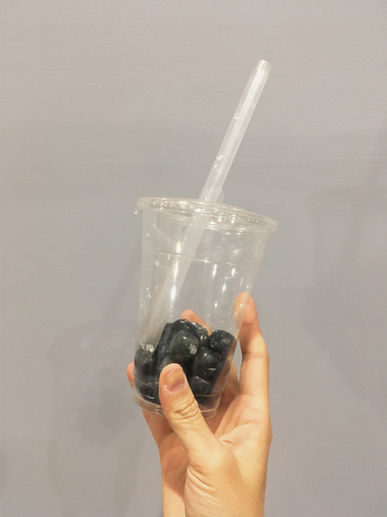 a cup of bubble tea drink