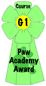 Pawpeds G1 course completion ribbon