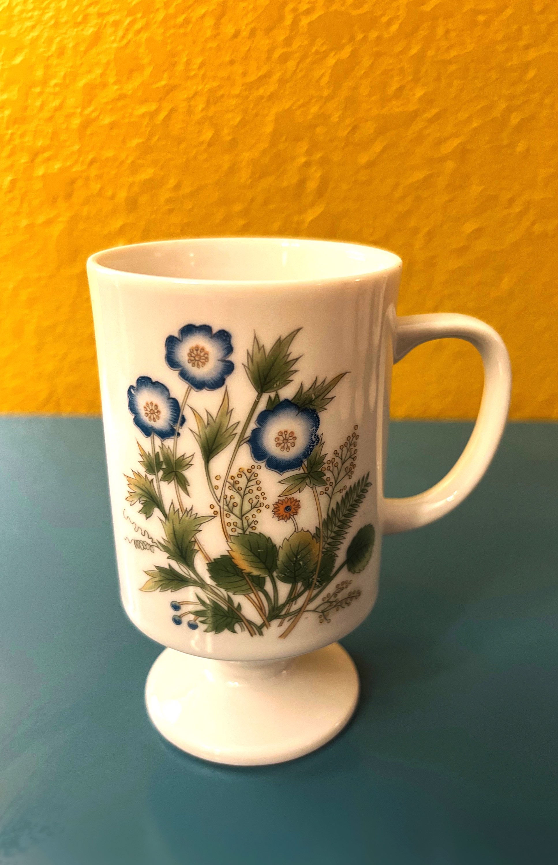 Vintage Irish Coffee Mug | Floral | Pedestal Mug