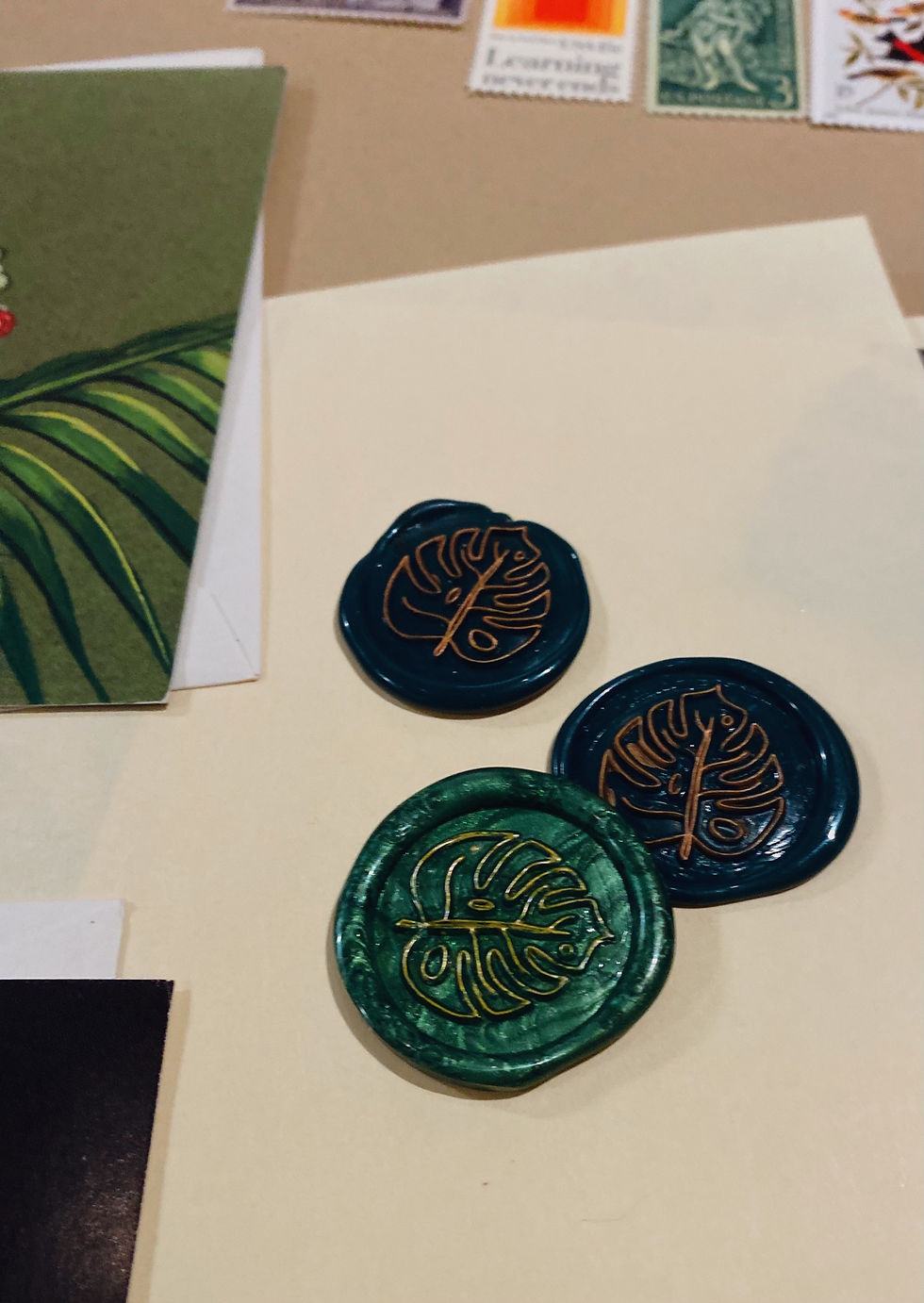 Thumbnail: Tropical Stationery Set | Lino Print & Embossed | Vintage Postage