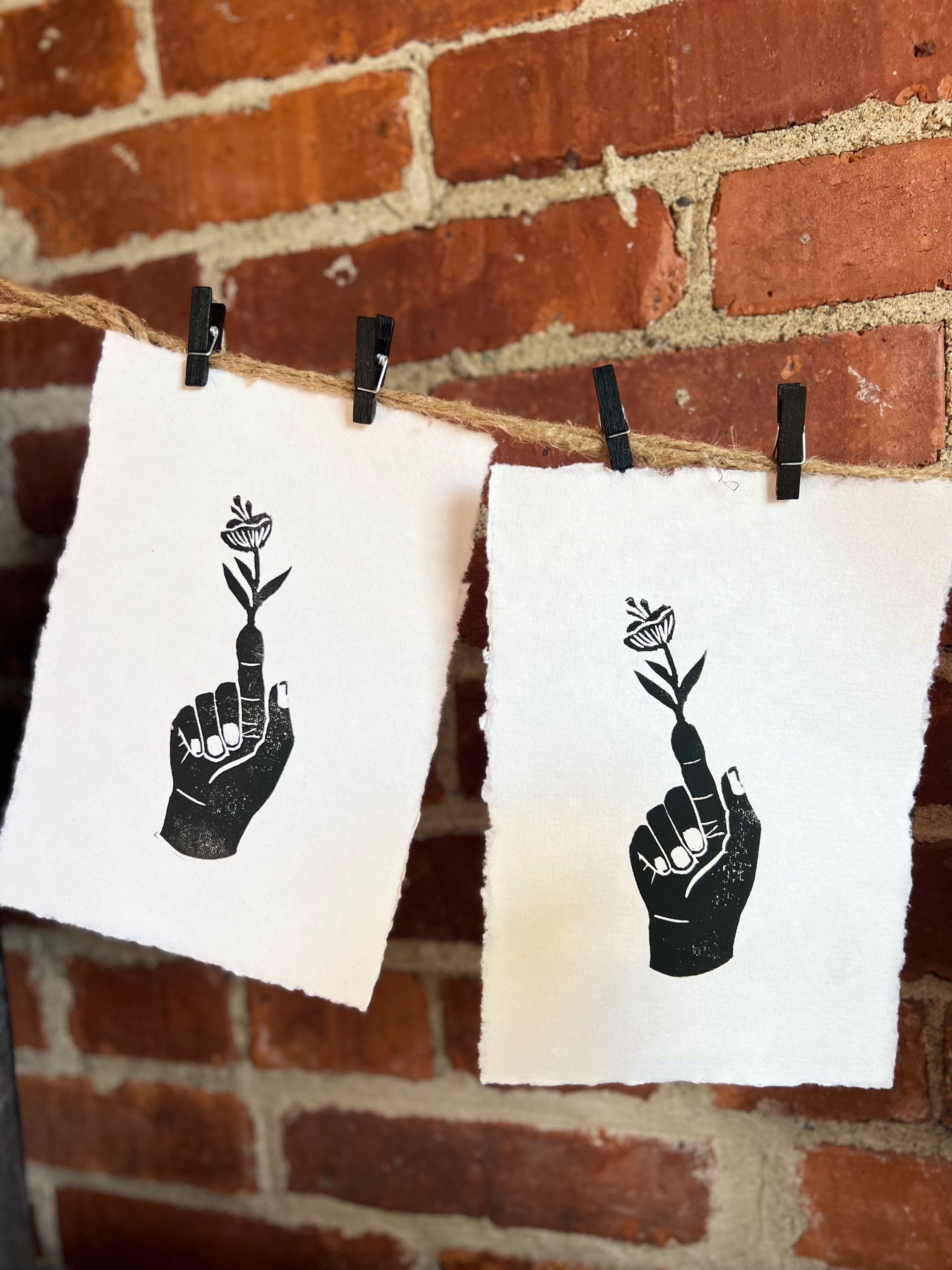 Let’s Not Point Fingers | Lino Print | Recycled Paper