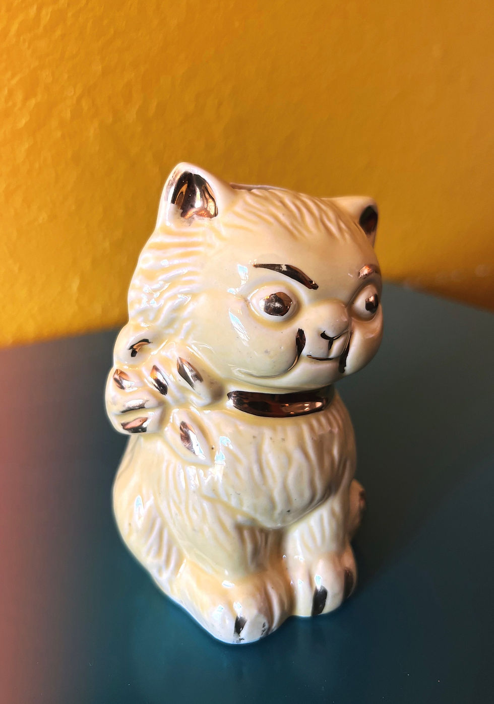 Thumbnail: Vintage White & Gold Porcelain Bank 