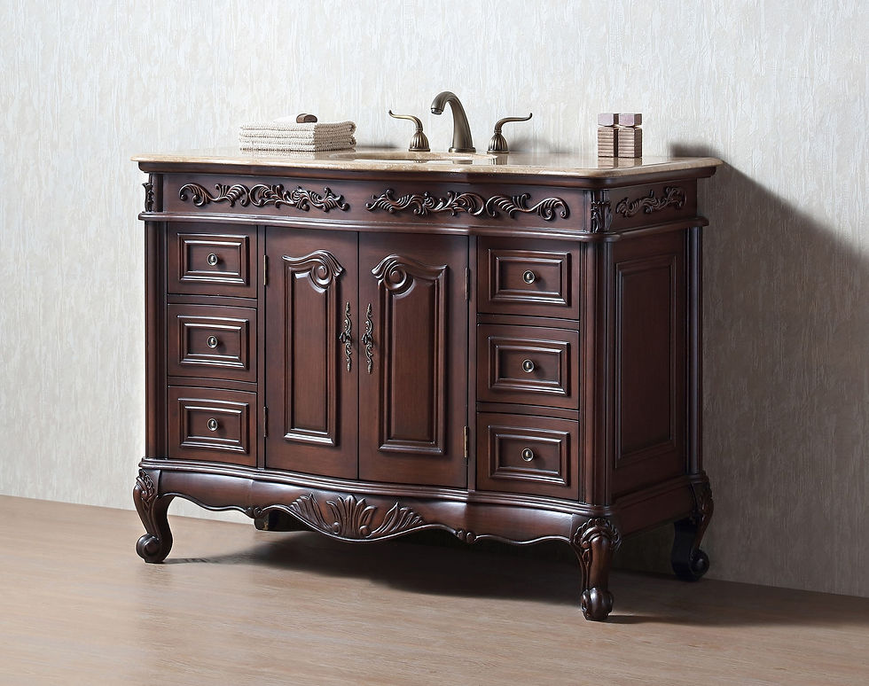 Thumbnail: 48" Saturn Single Sink Vanity with Travertine Marble Top