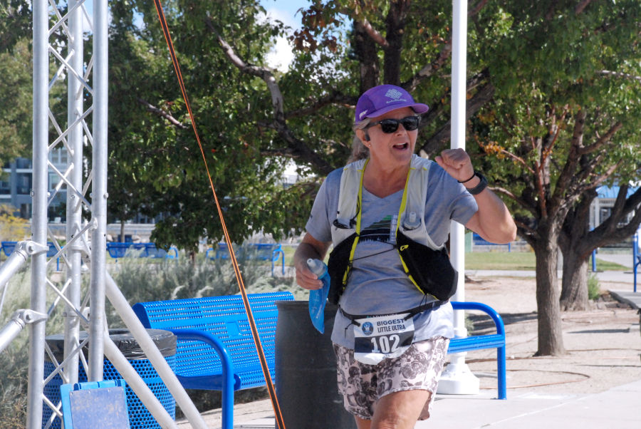 Biggest Little Ultra finisher Jill Hudson crosses finish line