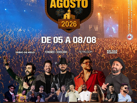 87ª Tradicional Festa de Agosto promete movimentar Neves com fé, cultura e grandes shows