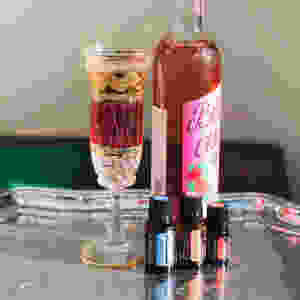 Elderflower with sparkling water in a champagne glass