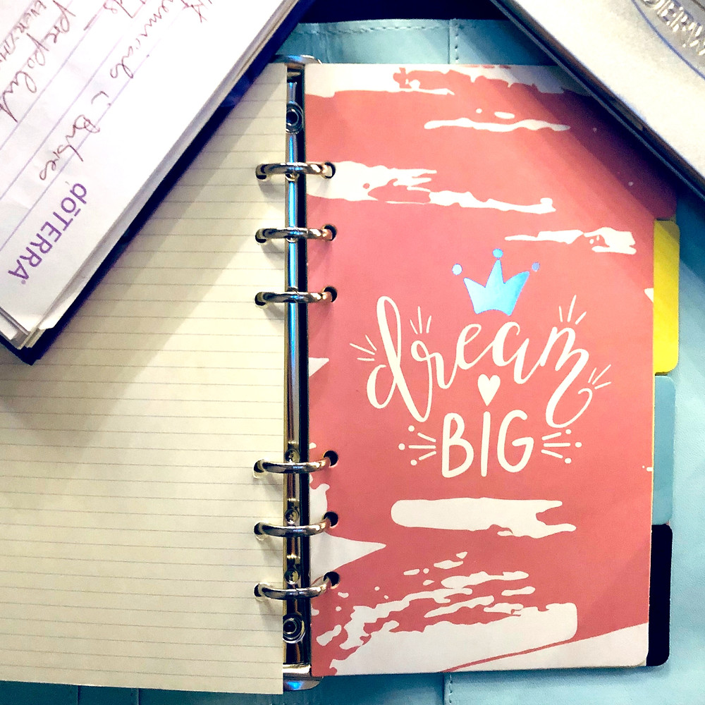 Picture of diary with the words"Dream Big"