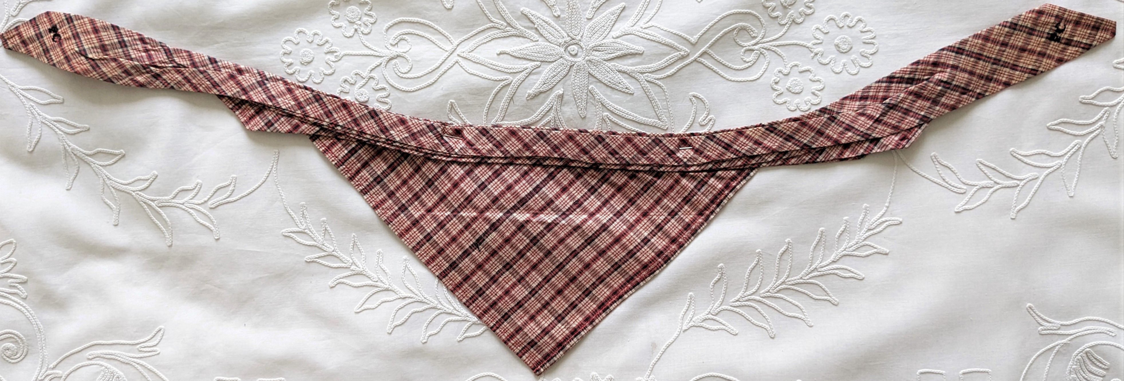 Antique Dutch Plaid Pleated Scarf Monogrammed