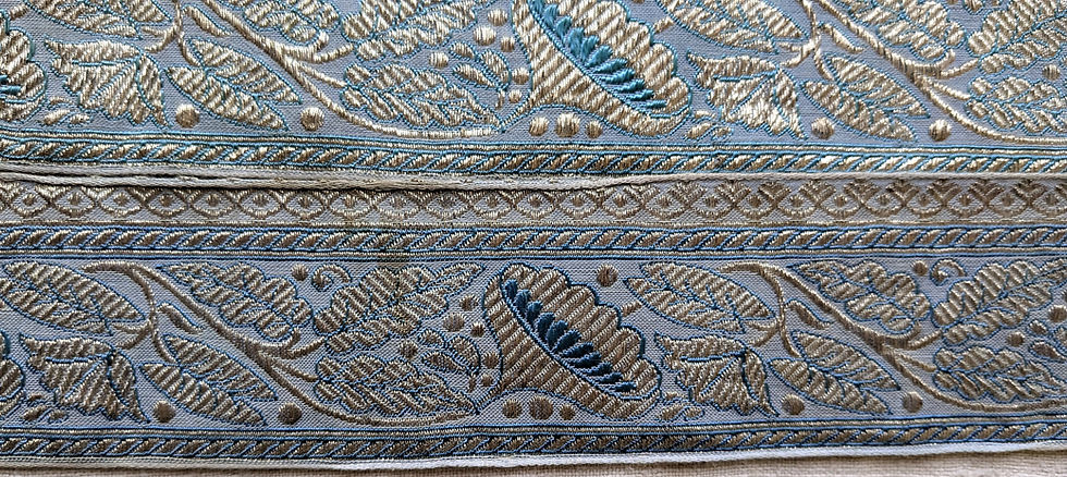 Thumbnail: Beautiful 1920's Silk & Metallic Ribbon Trim French