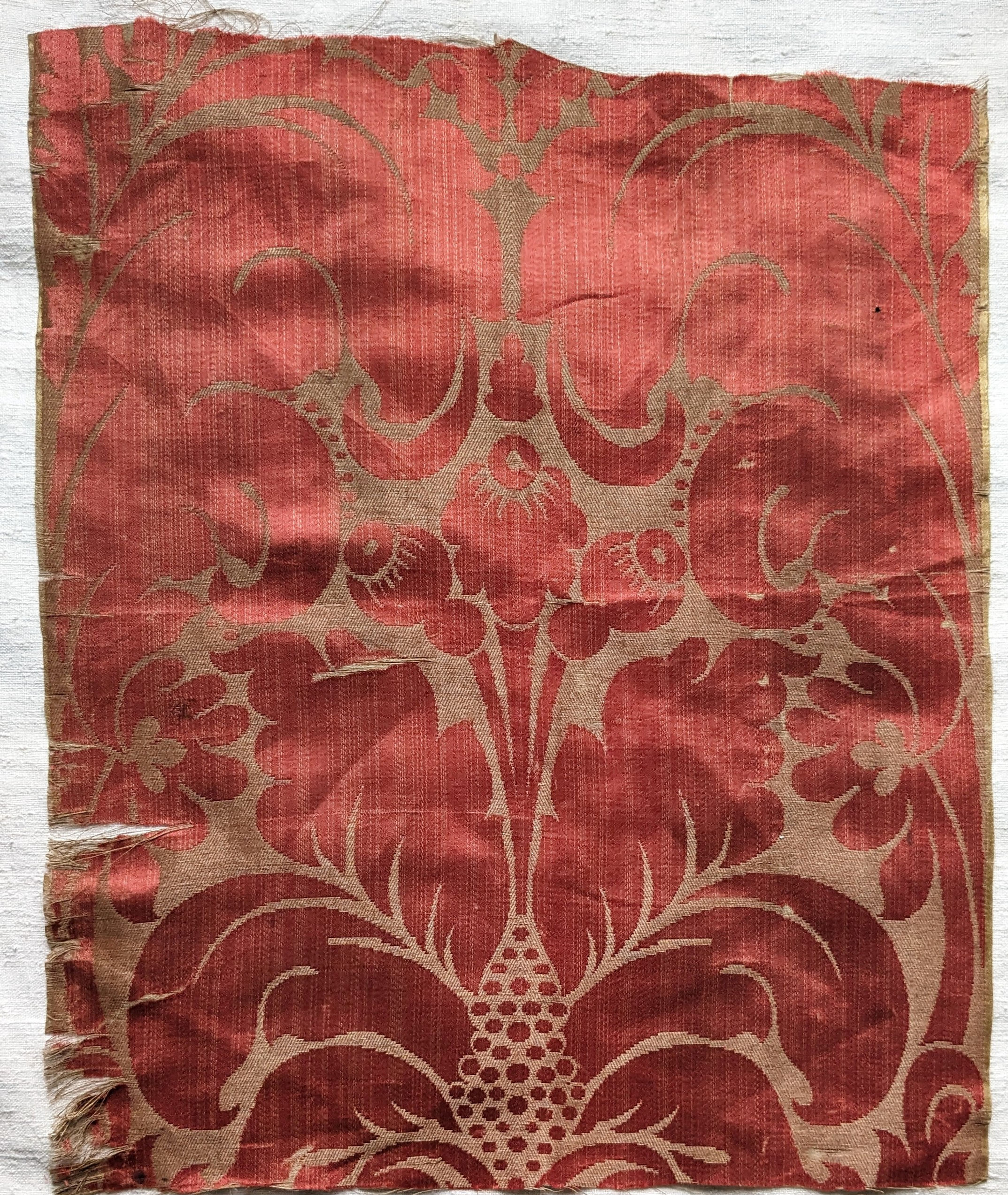 Antique Silk & Linen Fabric 19th Century French