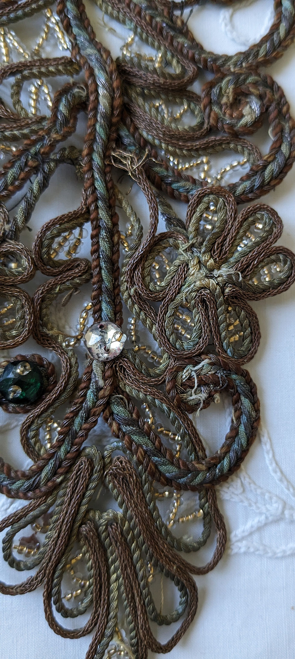 Thumbnail: Vintage Metallic Cord Hand Sewn Dress Applique