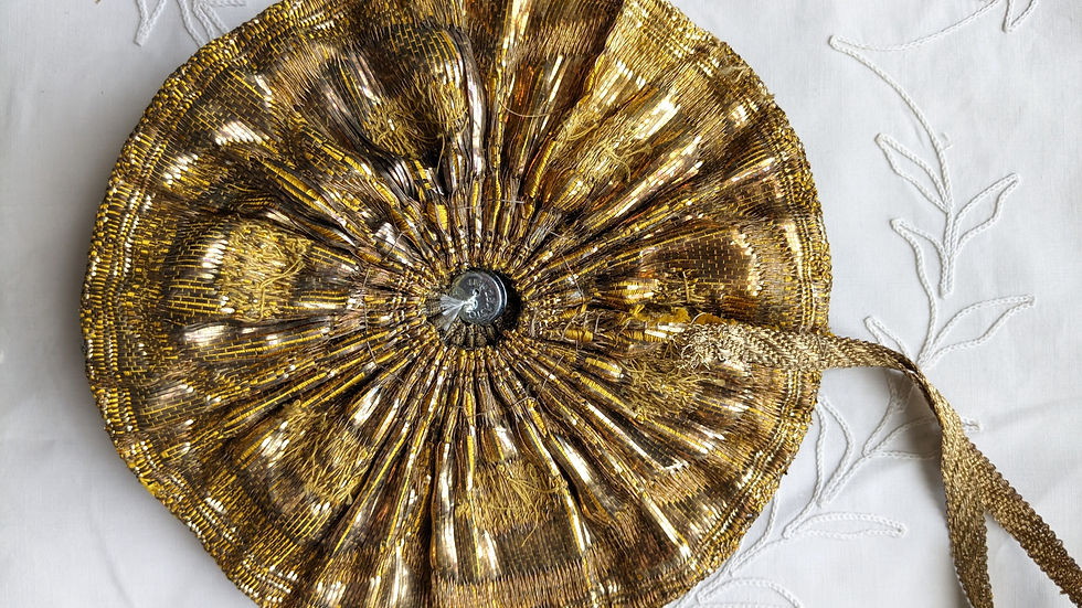 Thumbnail: Hand Made Gold & Silver Metallic Trim Rosette
