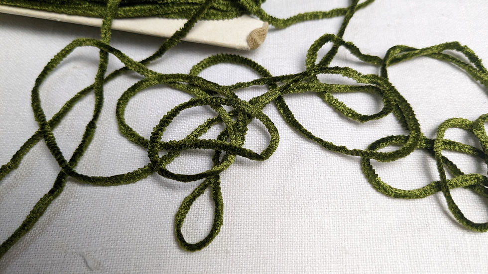 Lush Green Vintage Chenille Thread French Cotton