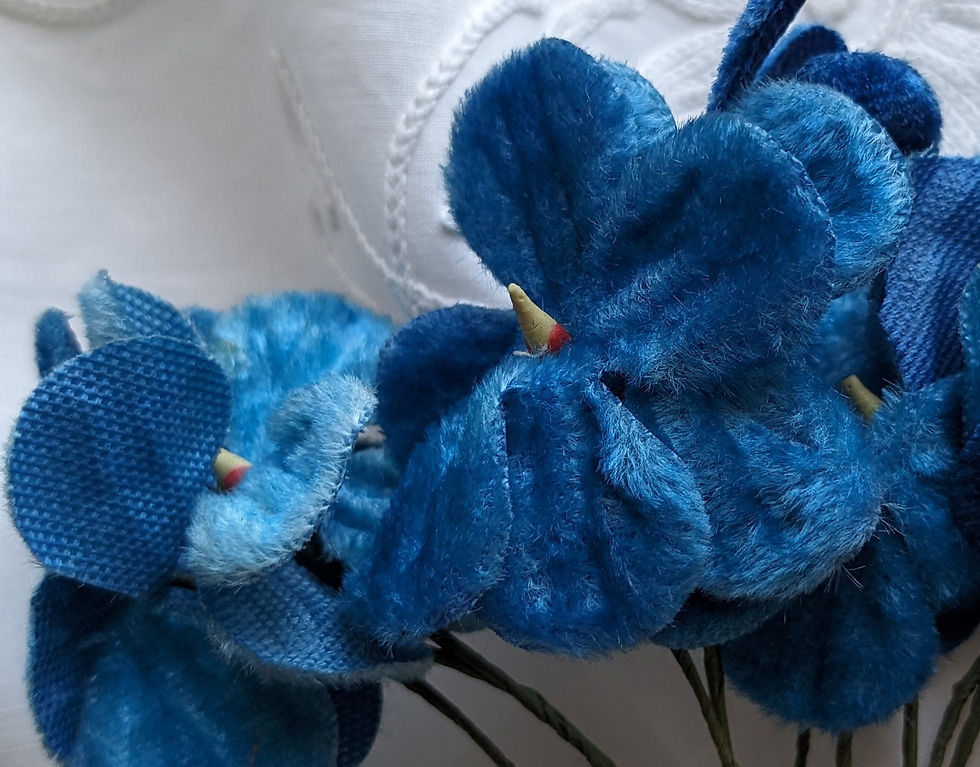 Thumbnail: Bundle of Vintage Blue Velvet Flowers