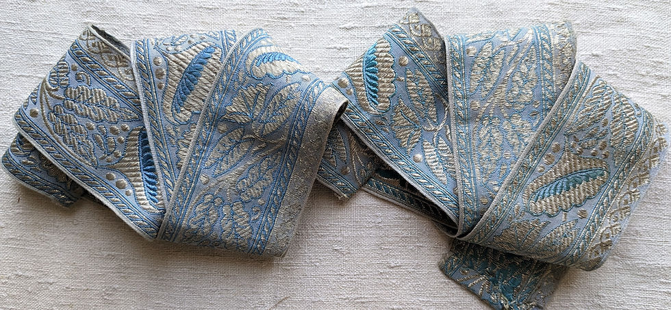Thumbnail: Beautiful 1920's Silk & Metallic Ribbon Trim French