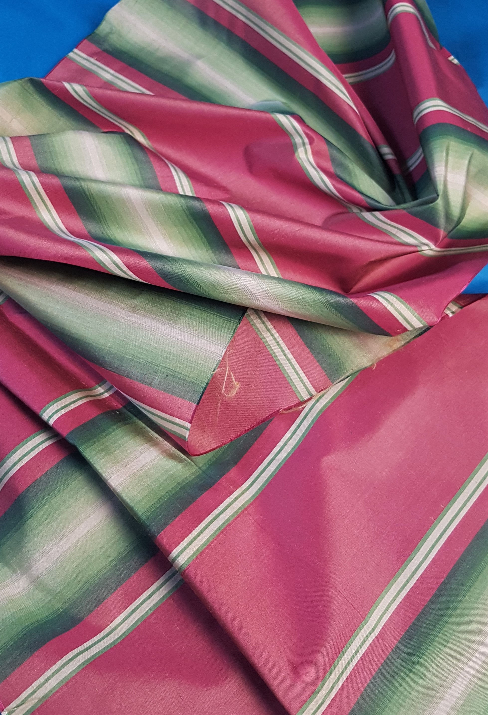 Antique Striped Lyon Silk Fabric Double Weave #790