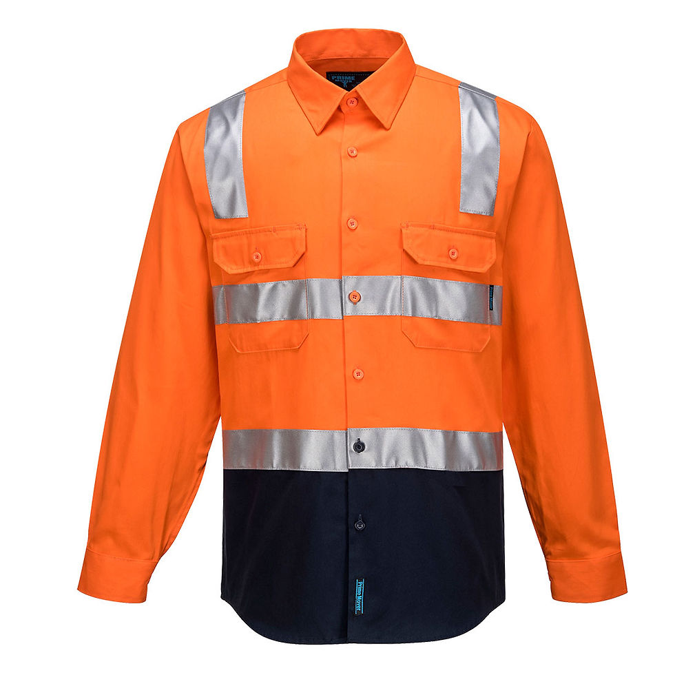 Thumbnail: Hi-Vis Two Tone Regular Weight Shirt with Tape Over Shoulder - MS101