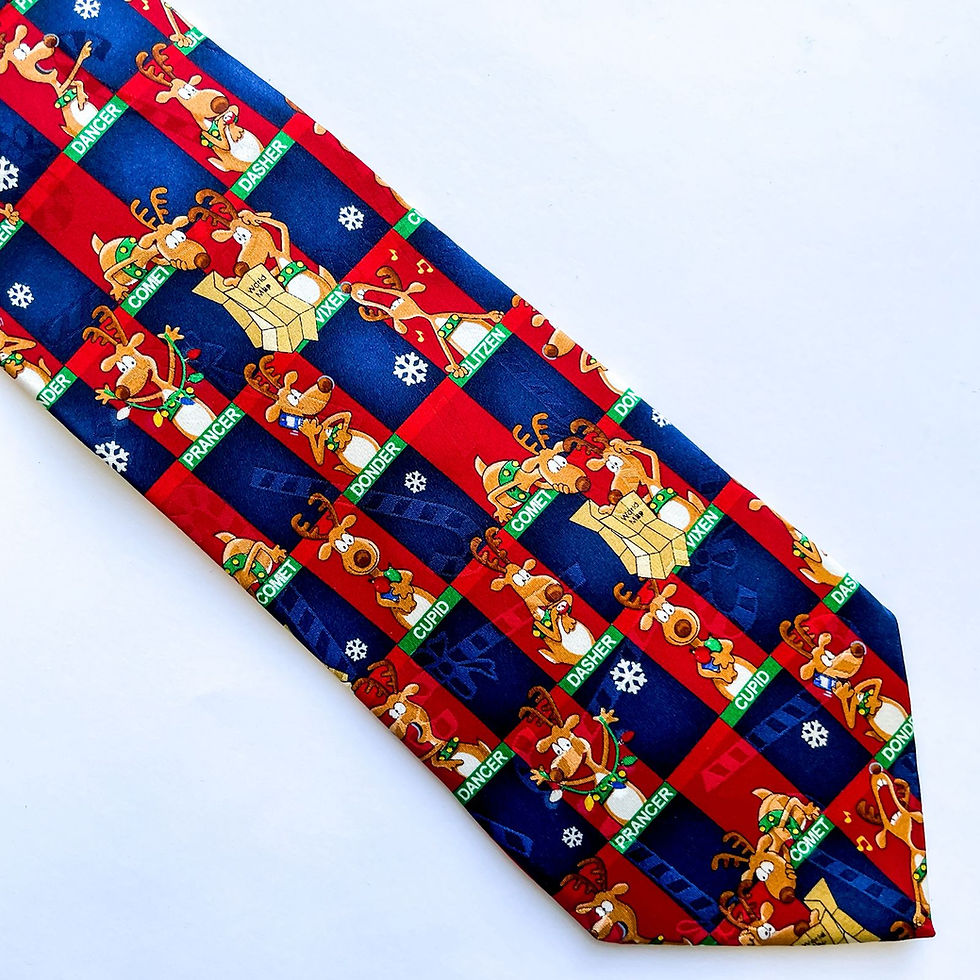 Corbata Navidad Yule Tie con diseño de los renos y sus nombres