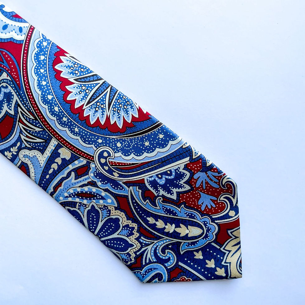Miniatura: Corbata  Burma Bibas de seda con diseño paisley en 7 pliegues. (tela extra suave)