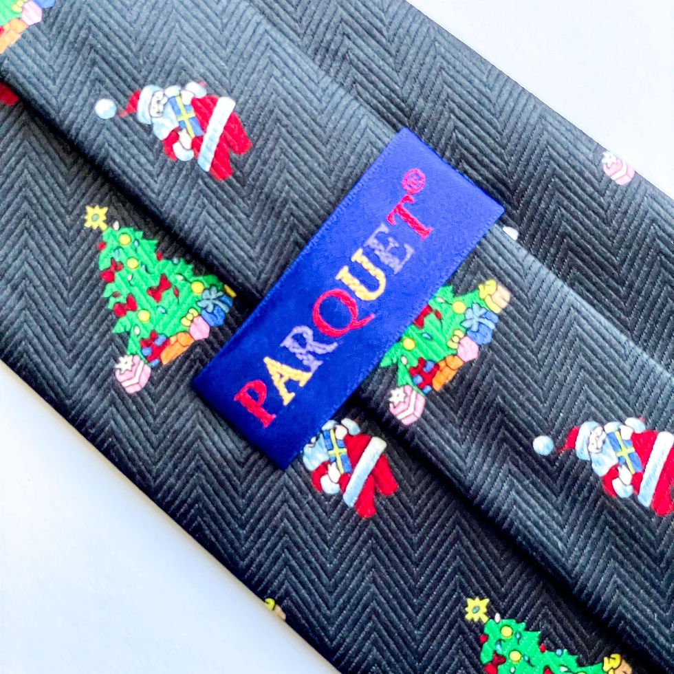 Miniatura: Corbata Navideña con patrón de árbol de navidad y pascuero