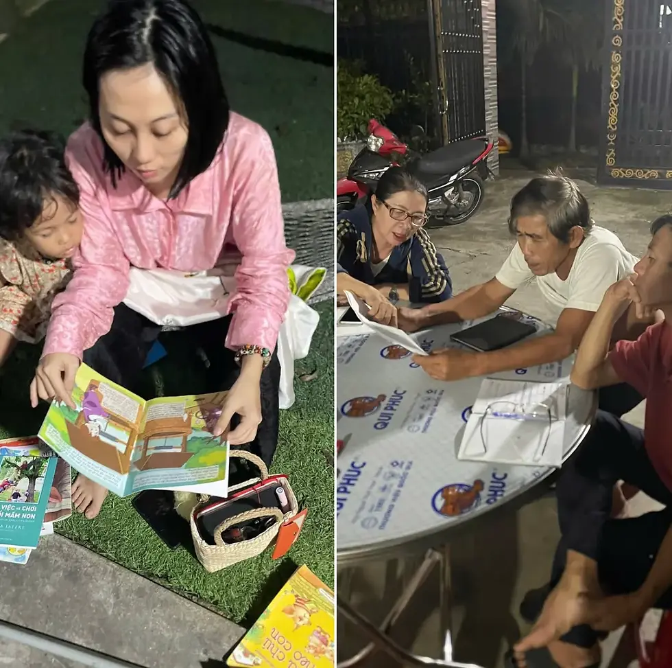 Children Reading and Adults Learning English at the Sa Huỳnh Community Library