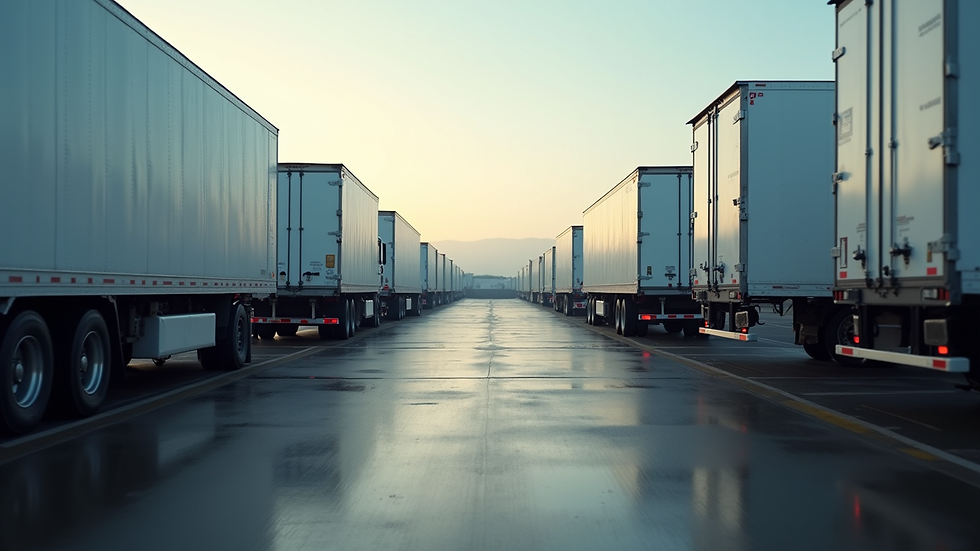 Eye-level view of a large trailer drop yard with multiple parked trailers