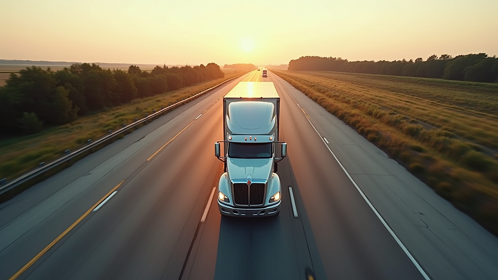High angle view of a semi-truck on an Illinois highway