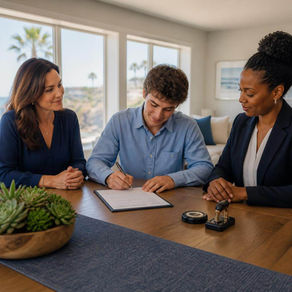 Mobile notary in Long Beach notarizing a Power of Attorney for a young adult over 18