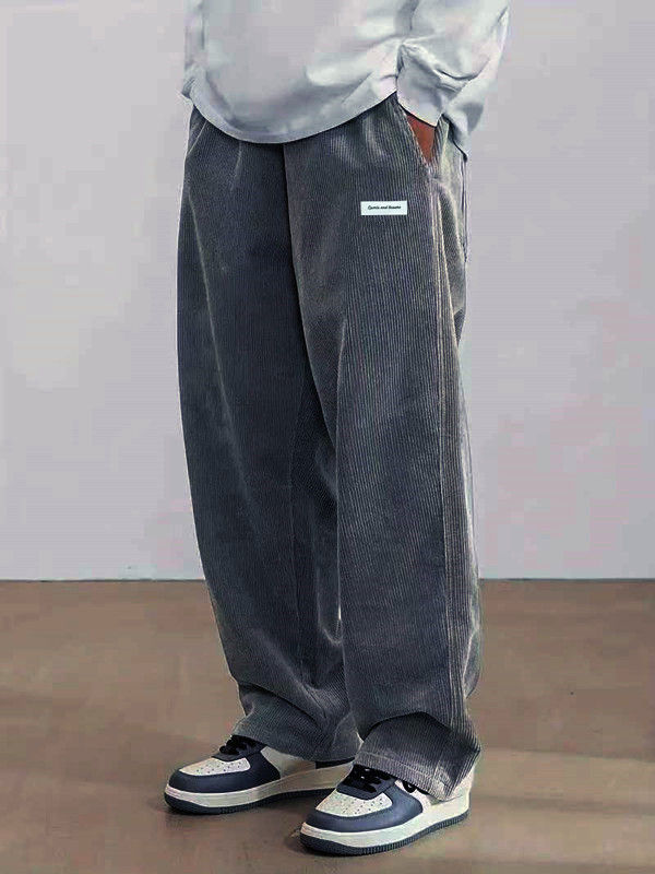 Herbst Herren Cord Casual Hosen Mode Lose Fit Hosen Gerade Jogginghose Elastisch