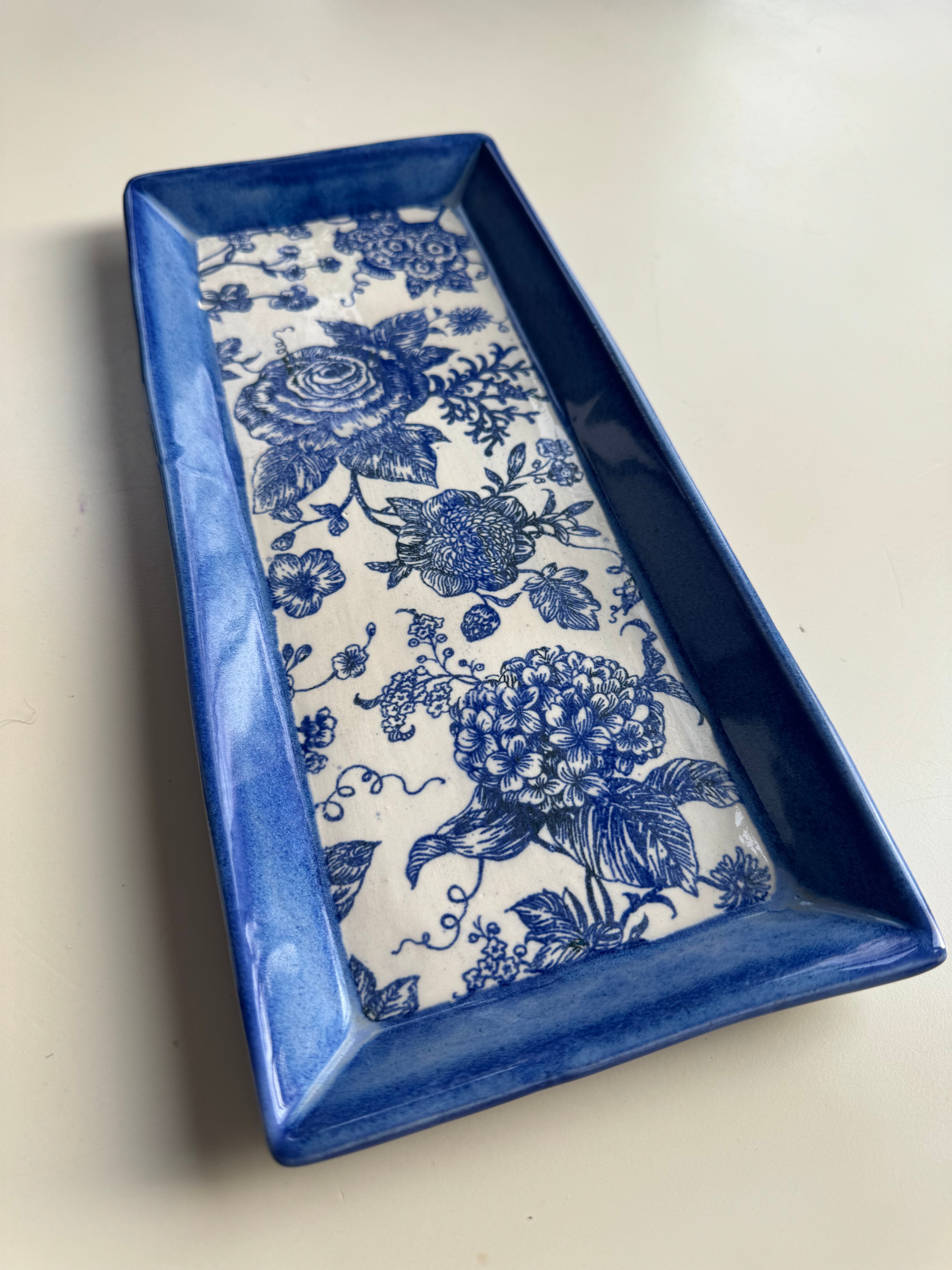 Blue Floral Platter