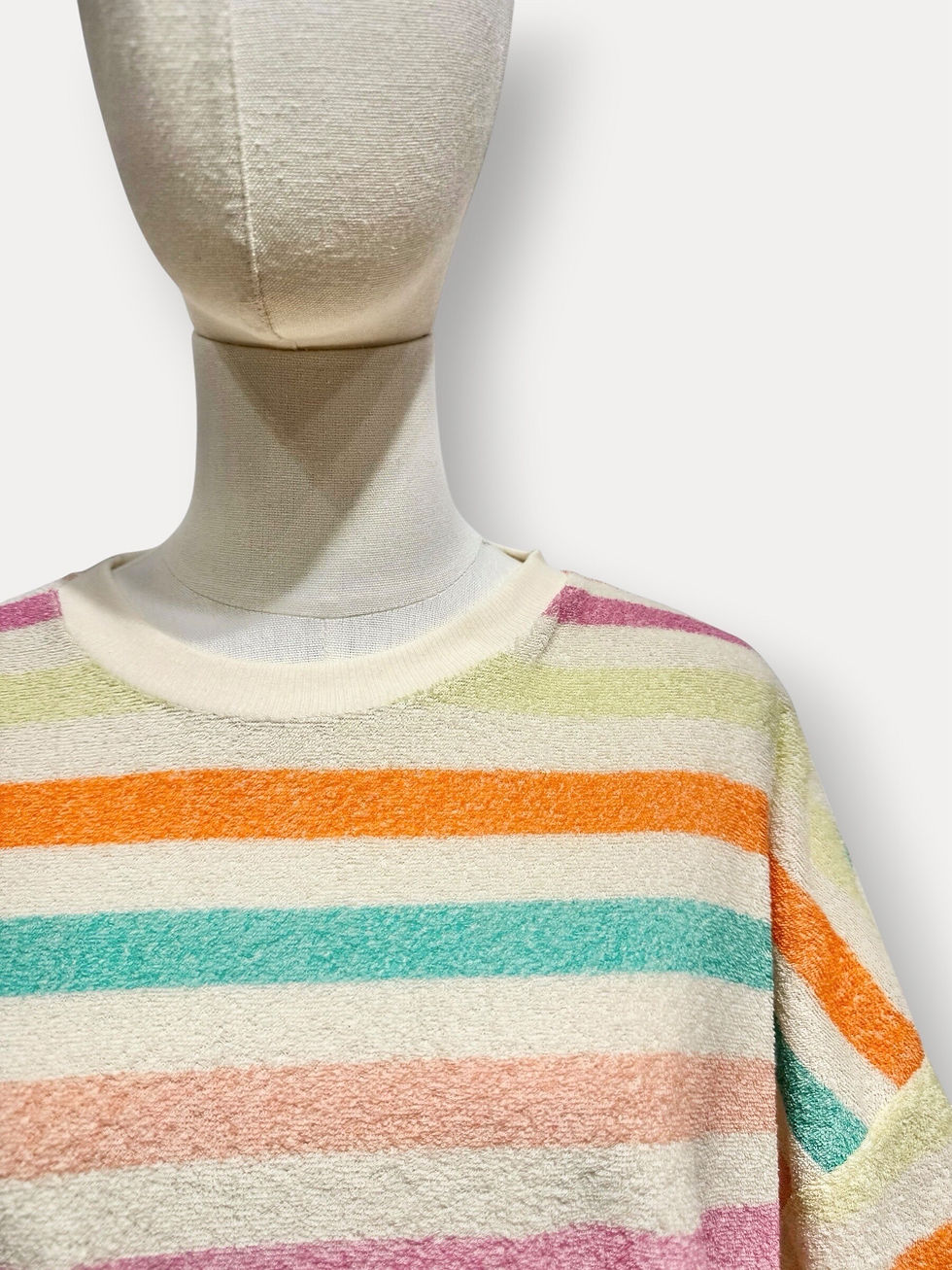 Thumbnail: Striped terry long sleeve crew neck top