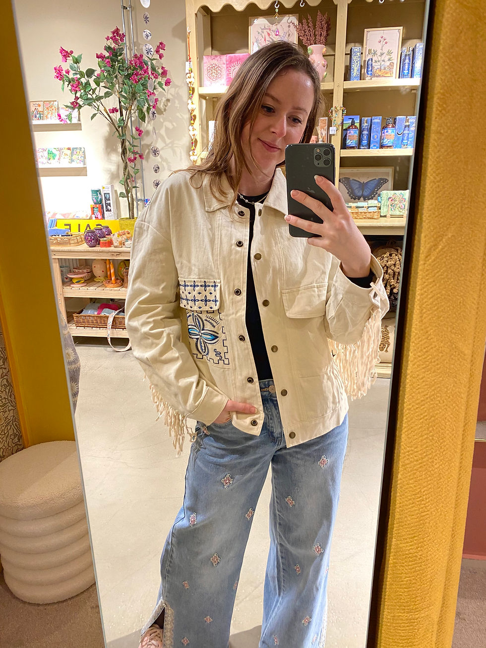 Miniatura: White Denim Fringe Jacket NKN 