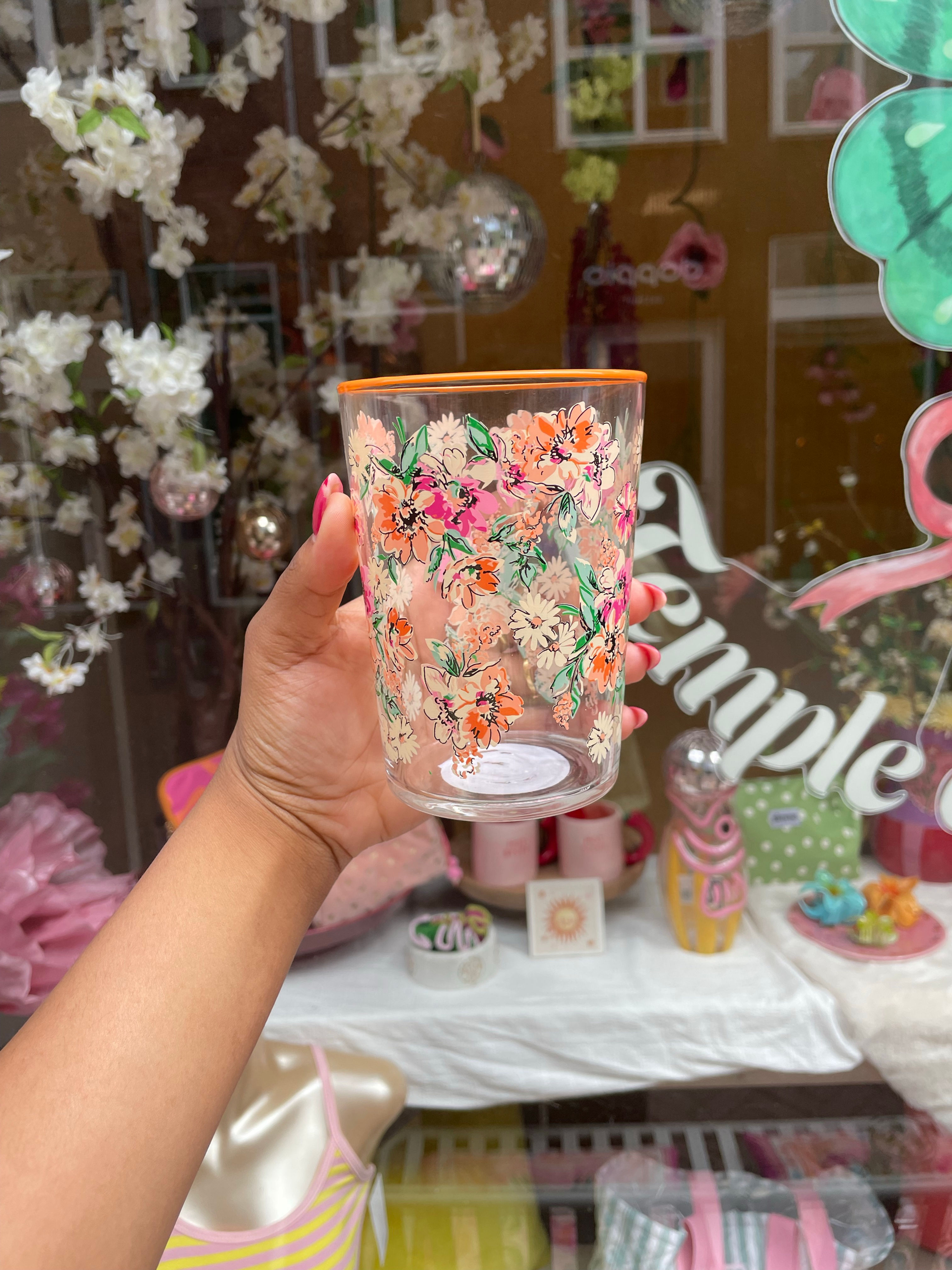 limonade glas oranje bloemen glas