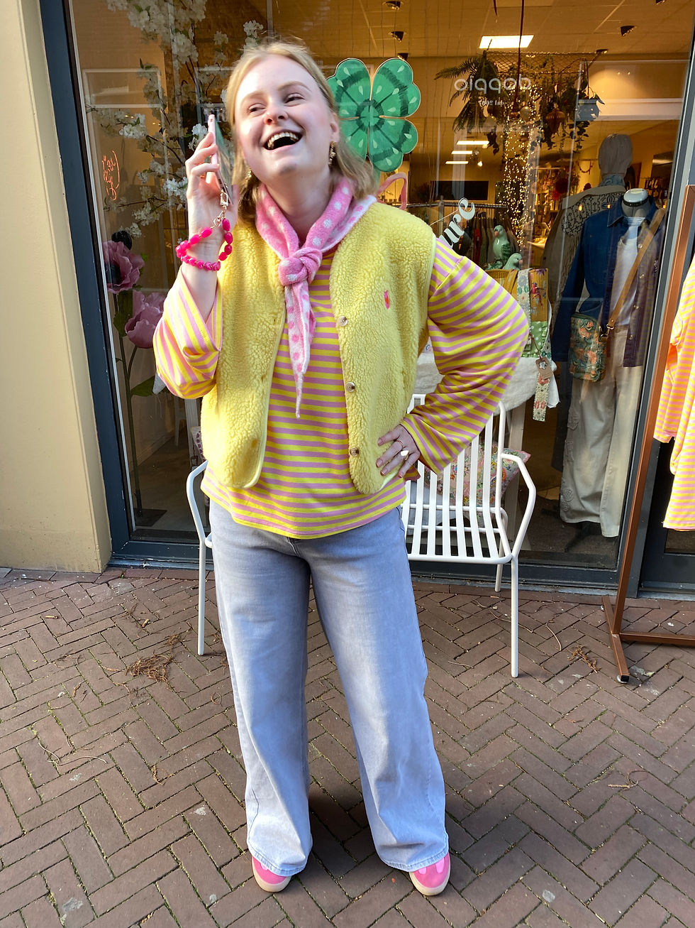 Miniaturbild: Teddy gilet Geel Onesize 