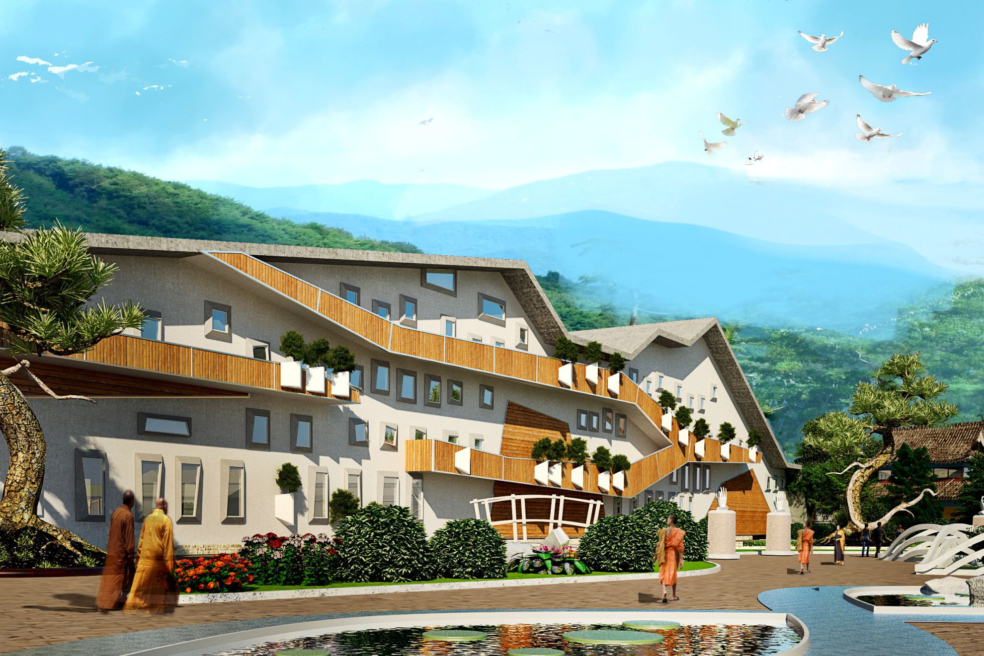 Temple "YuanTun" and Monastery with School