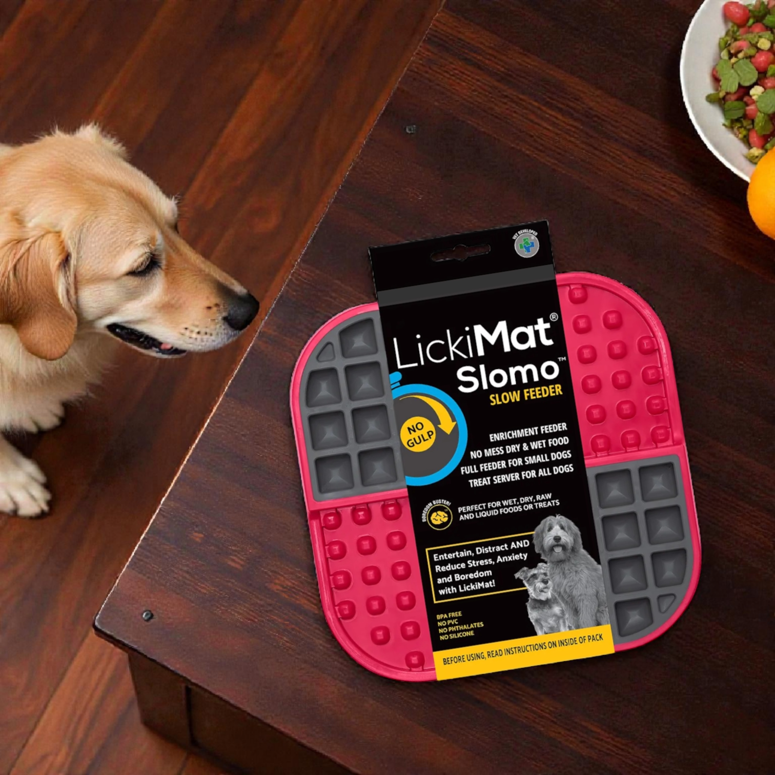 LickiMat Slomo Slow Feeder - Red/Grey