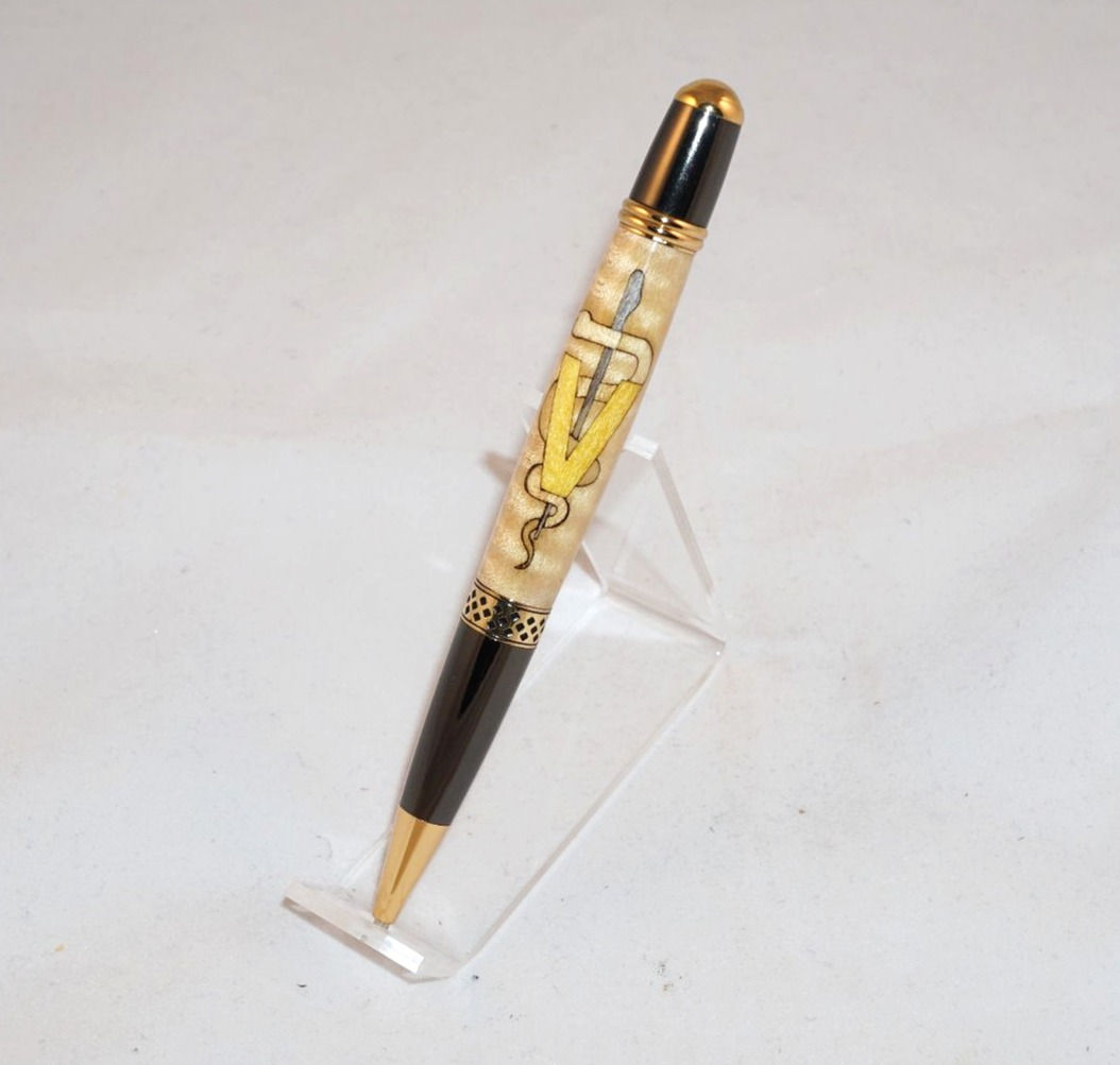 Maverick, Veterinarian Inlay, Gun Metal and Gold Hardware