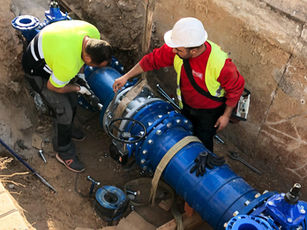 New DN400 pipeline and connections to existing pipes