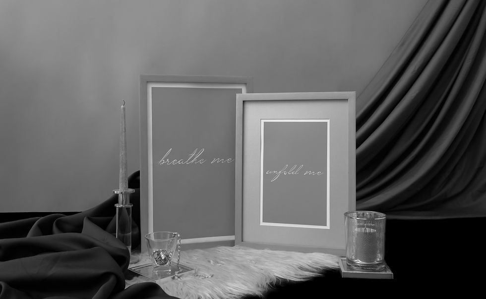 Breathe Me & Unfold Me | Minimal contemporary wall art | Limited edition fine art archival prints of hand-written typography, styled and photographed with candles and accessories