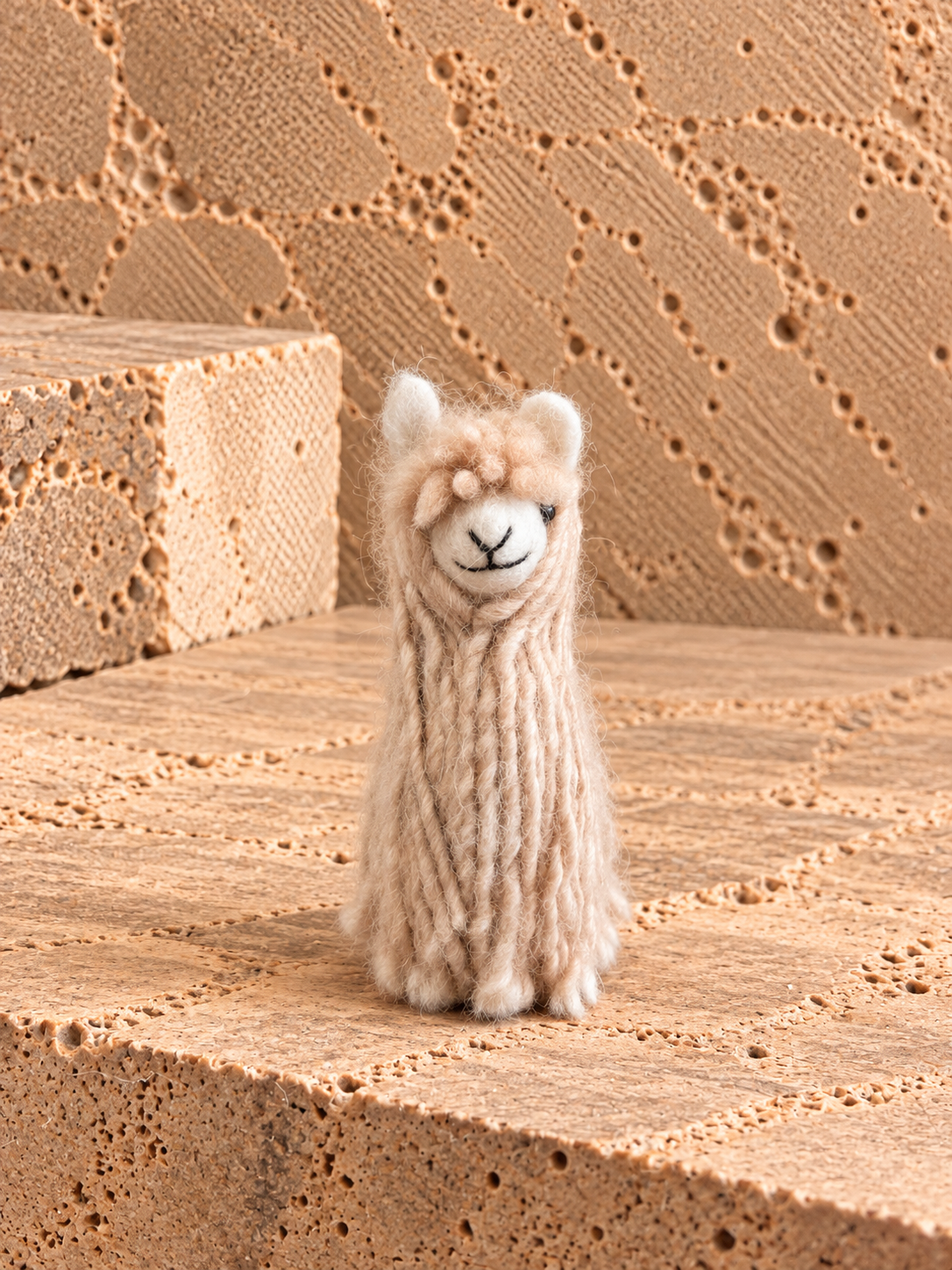 Natural Ivory, Suri Baby Alpaca Keychain, Baby Alpaca Wool.