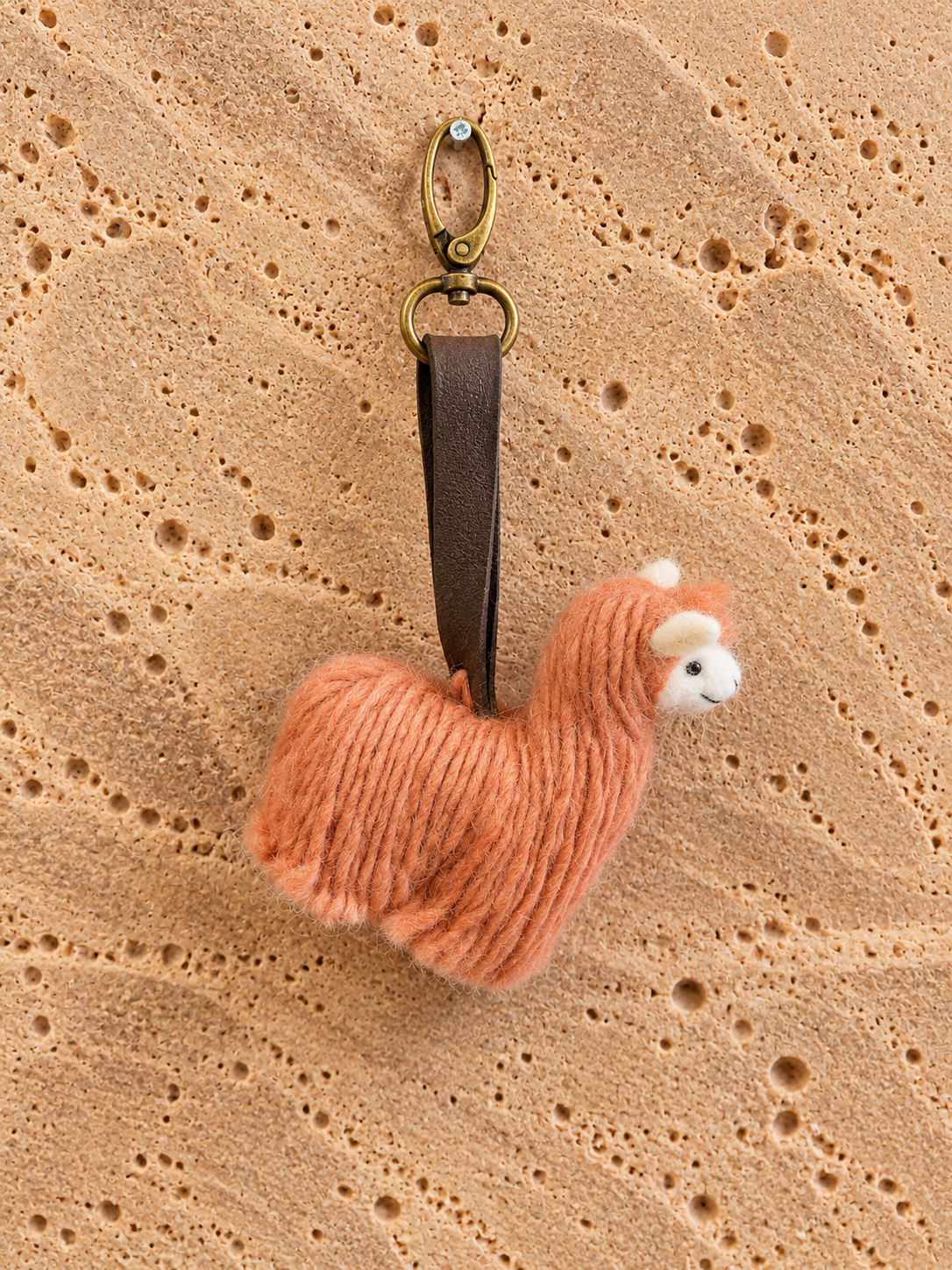 Dusty Terracotta, Suri Baby Alpaca Keychain, Baby Alpaca Wool.