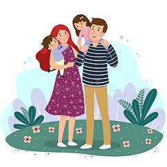 Happy Family Having Fun Together In The Park_ Parents With Two Kids Stock Vector - Illustr