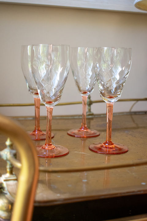 Pink Depression Glass Vintage Cordial Sherry Glasses | lucid ladybug Pink Depression Glass Vintage Cordial Sherry Glasses | lucid ladybug