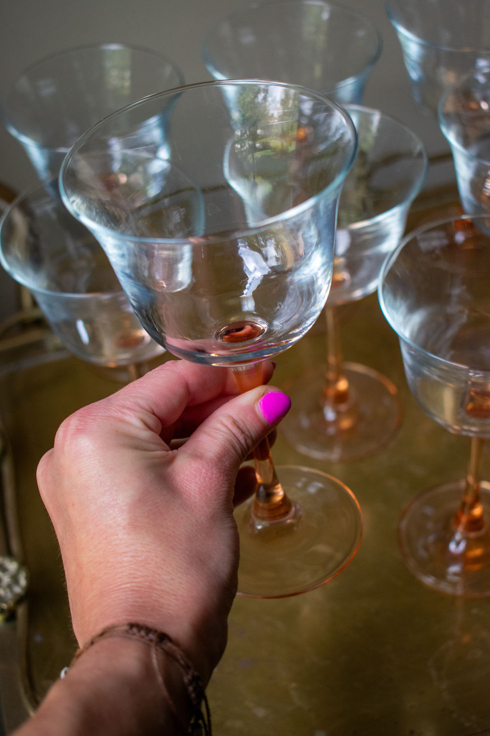 Thumbnail: Pink Wine Glasses Americana Rose by Cristal D'Arques - Durand