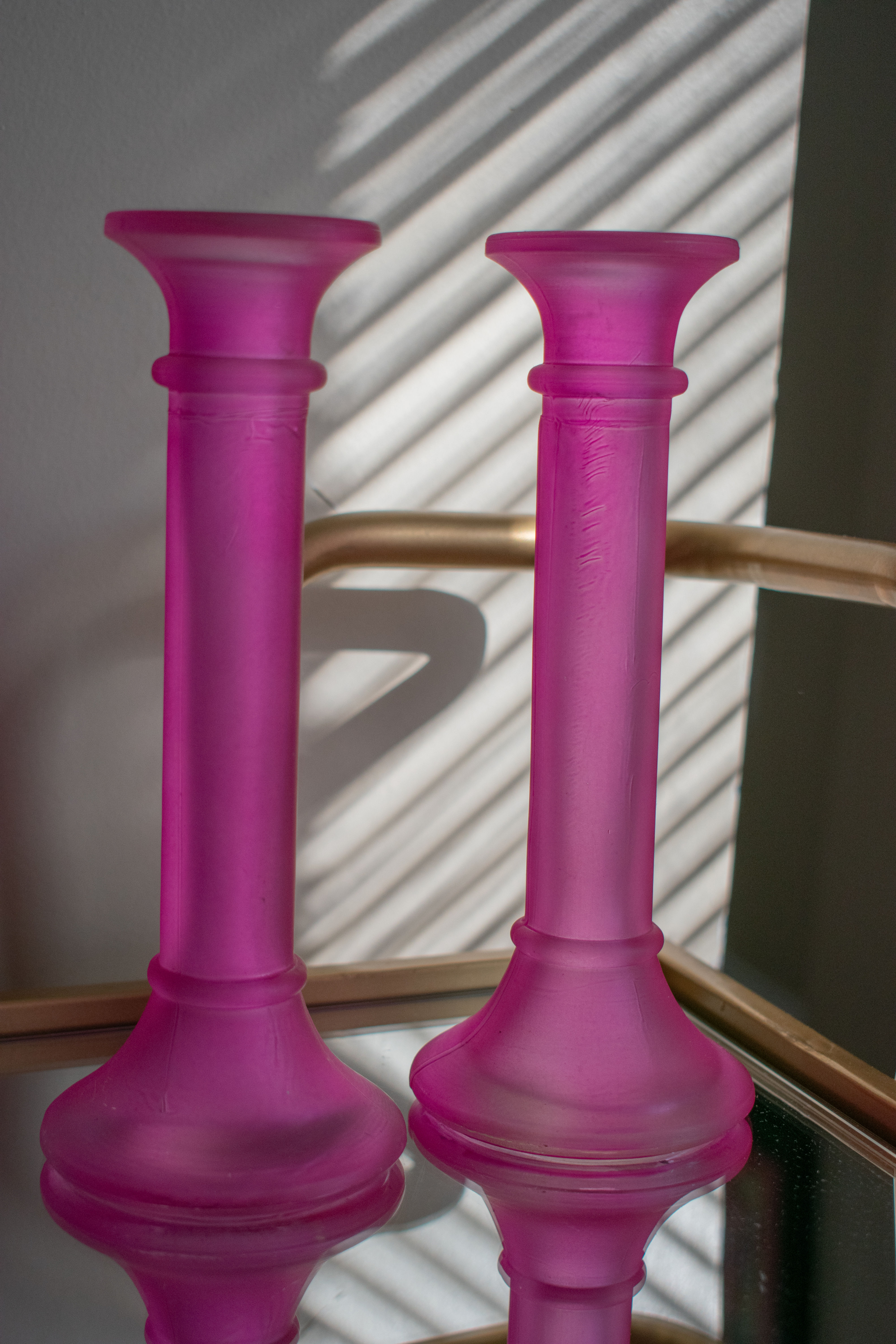 Vintage Pink Candlestick Holders