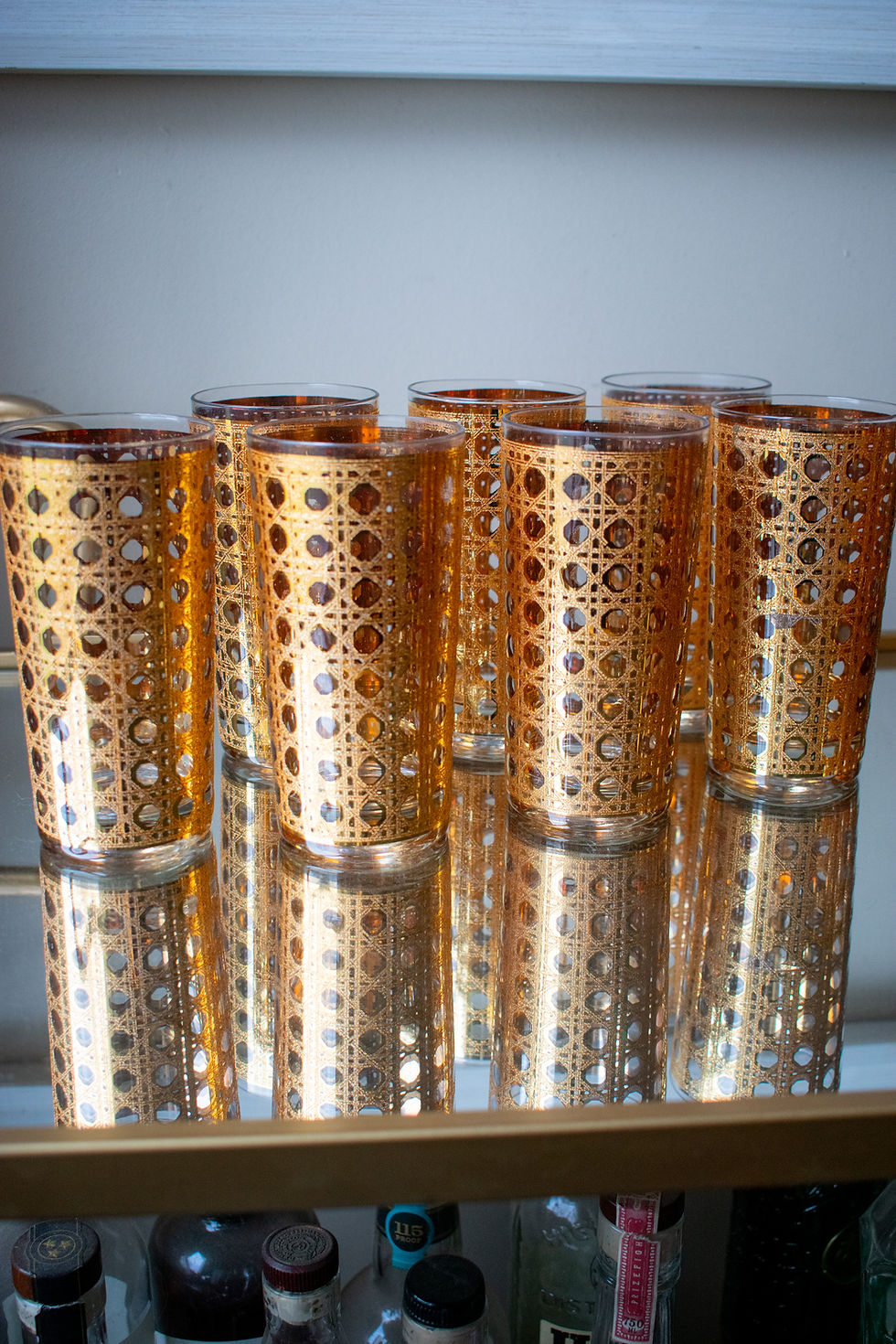 Thumbnail: Vintage Culver Cannella Glasses, 22K Gold Cane Highball Glasses Set of 7