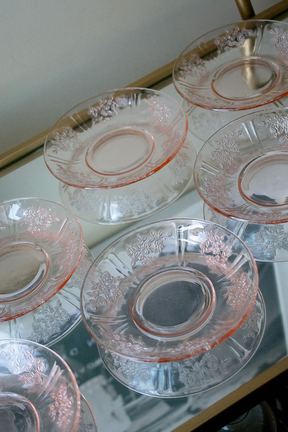 Thumbnail: Vintage Cambridge Rose Glass Dessert Plates