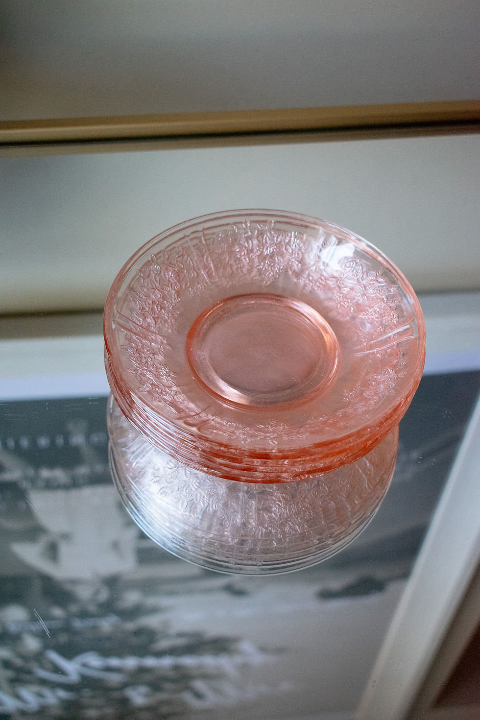 Thumbnail: Vintage Cambridge Rose Glass Dessert Plates