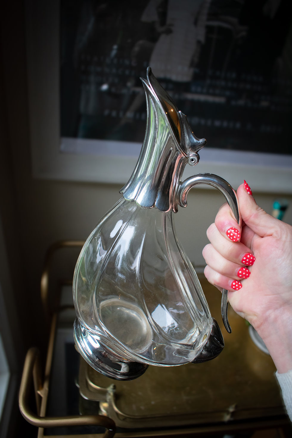 Thumbnail: 1970s Vintage Silver Plated Glass Duck Decanter